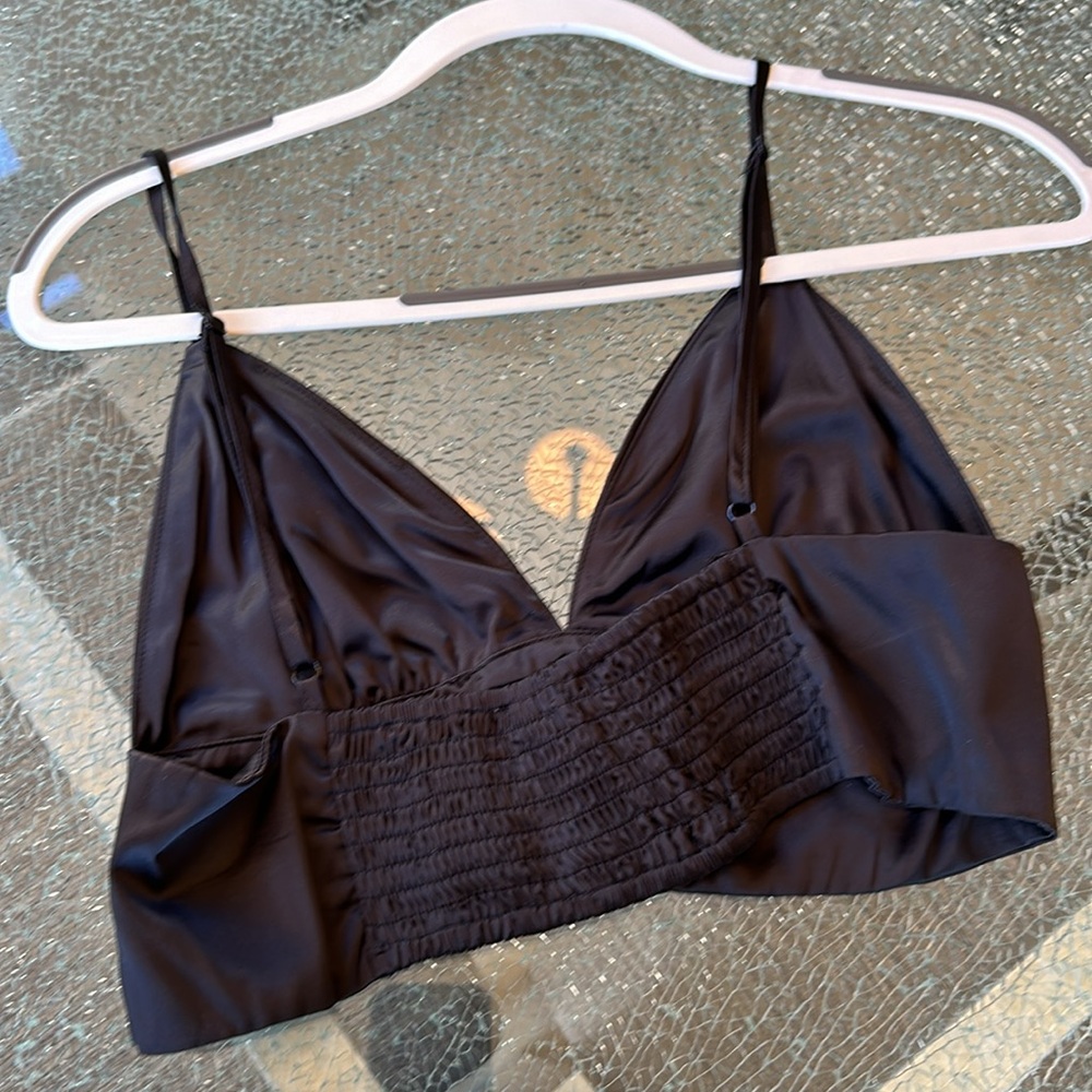 NWOT SHEER BLACK & GOLD BLUE B COLLECTION L/S TOP SIZE SM.  BLACK HYFVE LG BRA - Picture 9 of 9